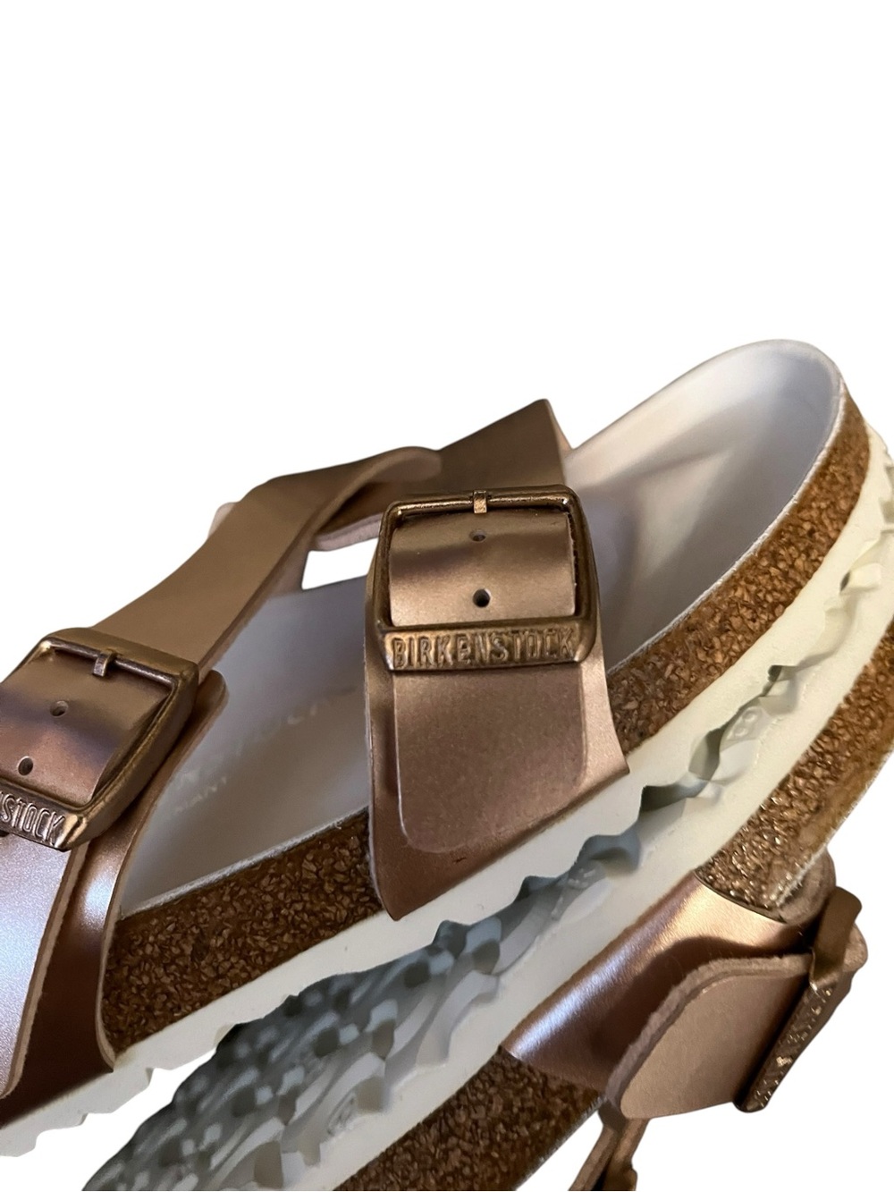 Auth Birkenstock Women's Yao Hex Metallic Slide on Sandal - Rose Gold Metallic - Picture 9 of 9